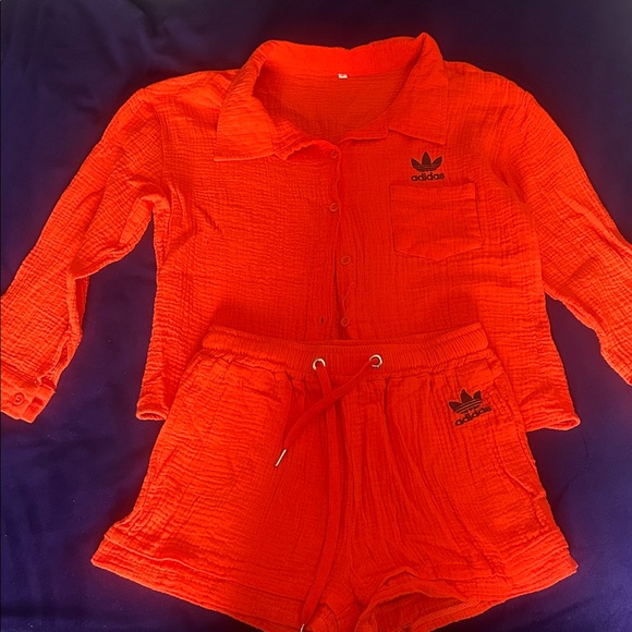 adidas Other - adidas Bright Orange Two-Piece Shirt and Shorts Set